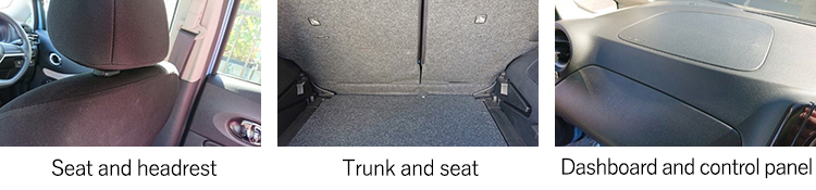 Seat and headrest
Trunk and seat
Dashboard and control panel